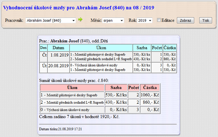 Dochzkov systm Dochzka 3000 - selnk kony kolov mzdy